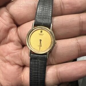 Lasalle Seiko 22mm‎ Ultra Thin Luxury Women watch Black Leather Strap For Repair